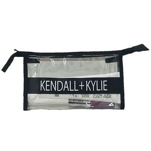 Kendall + Kylie Makeup Bag Small Clear Plastic Black Trim Cosmetic Bag New